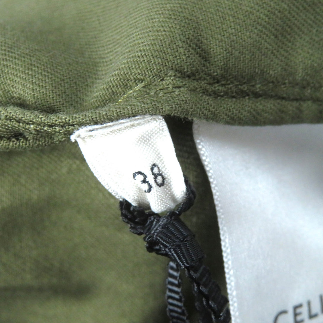 Pristine CELINE Short sleeve shirt khaki cotton Women 38 2C580106K