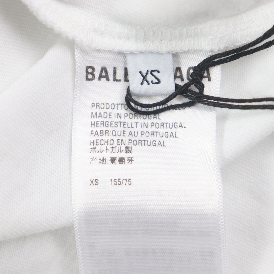 Excellent BALENCIAGA hoodie Graphic logo layered design oversized pullover white cotton XS