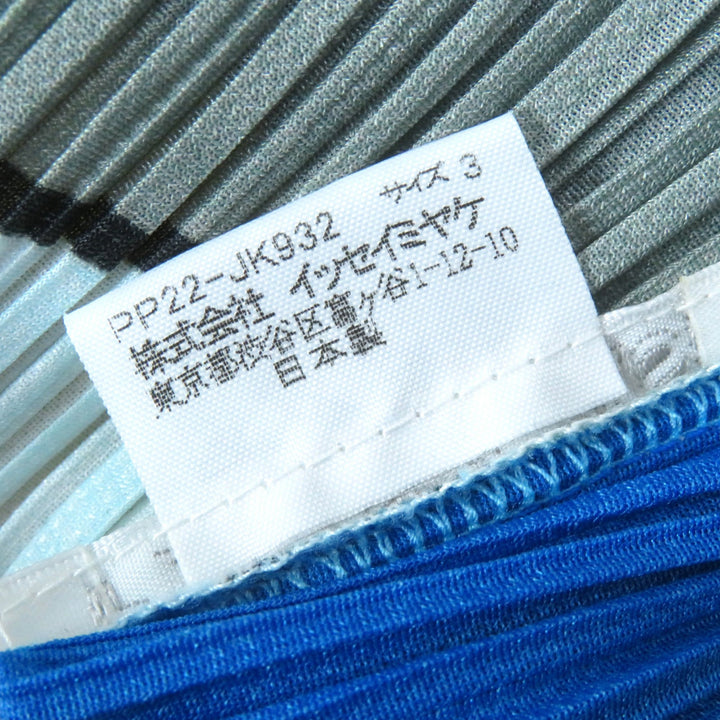 Excellent PLEATS PLEASE T-shirt Stationery Print Bottleneck Sleeveless blue polyester Women 3 PP22-JK932