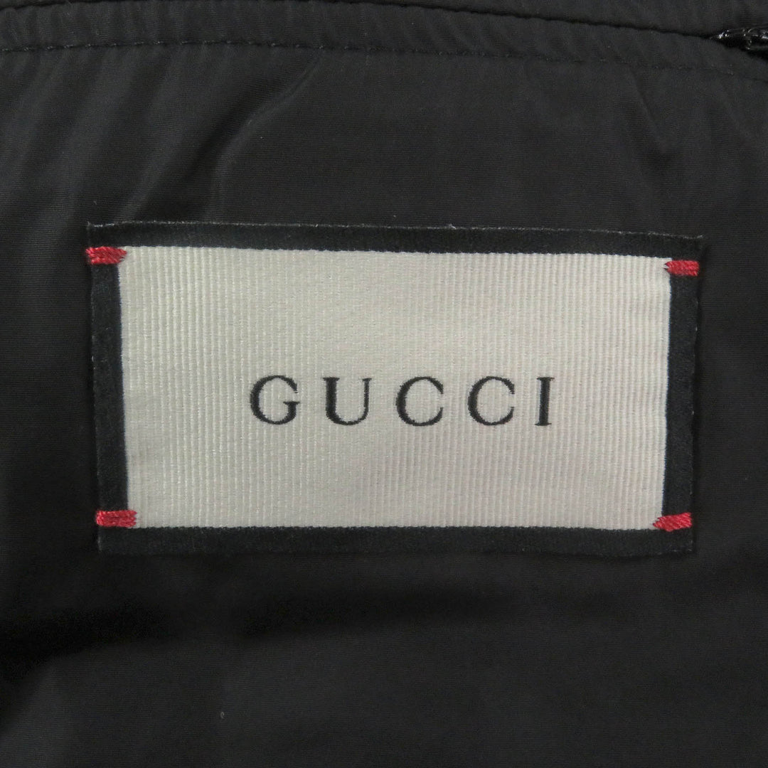 Great GUCCI down coat GG jacquard side line logo pattern black Nylon mens 50