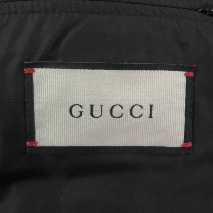 Great GUCCI down coat GG jacquard side line logo pattern black Nylon mens 50