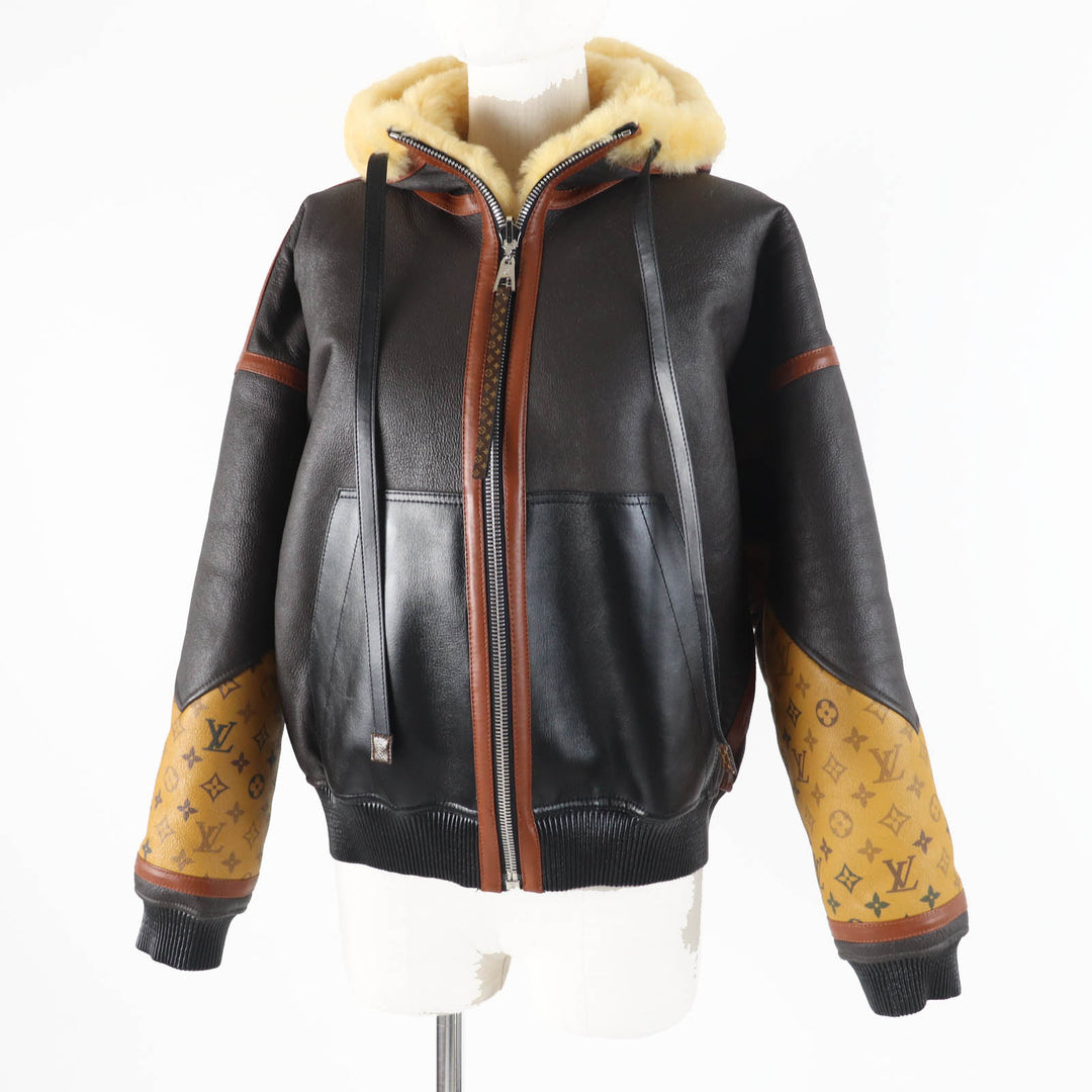 LOUIS VUITTON Mouton jacket Monogram Dark brown Sheep leather Women FJLJ12XKN