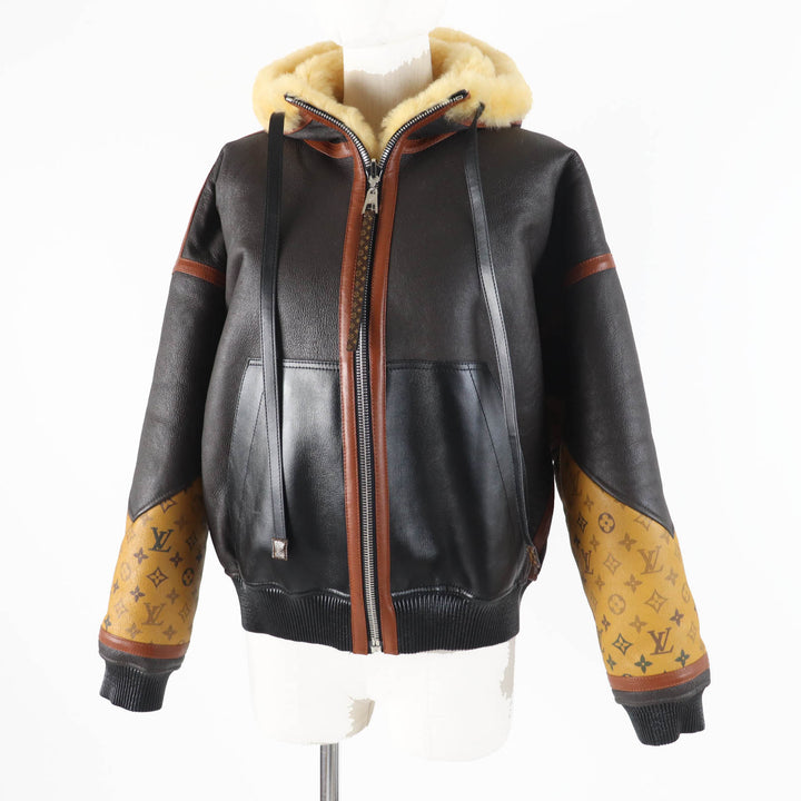 LOUIS VUITTON Mouton jacket Monogram Dark brown Sheep leather Women FJLJ12XKN
