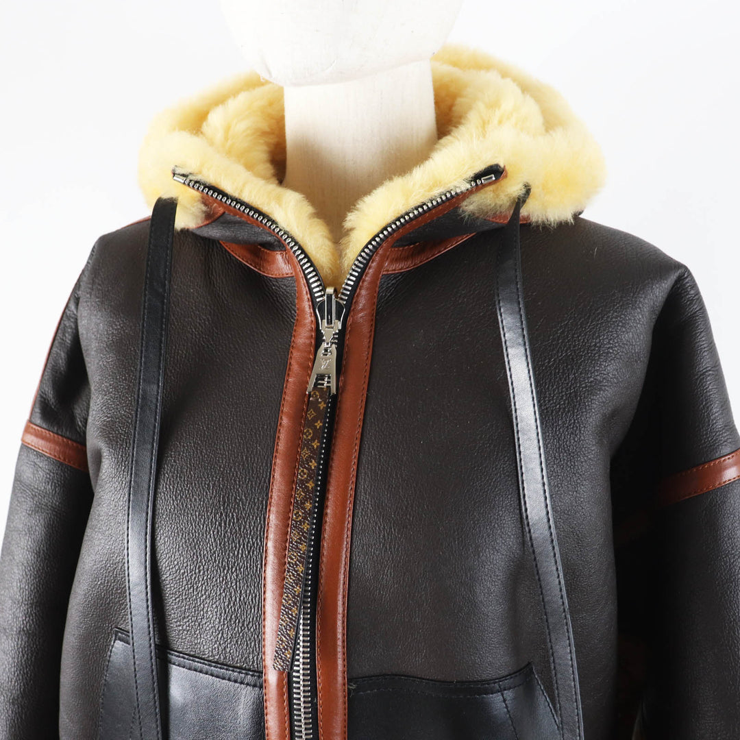 LOUIS VUITTON Mouton jacket Monogram Dark brown Sheep leather Women FJLJ12XKN