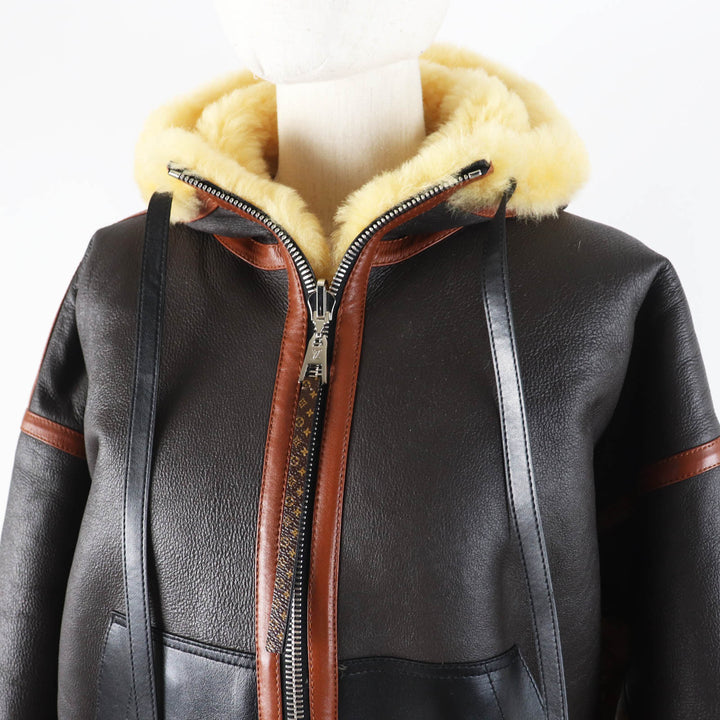 LOUIS VUITTON Mouton jacket Monogram Dark brown Sheep leather Women FJLJ12XKN