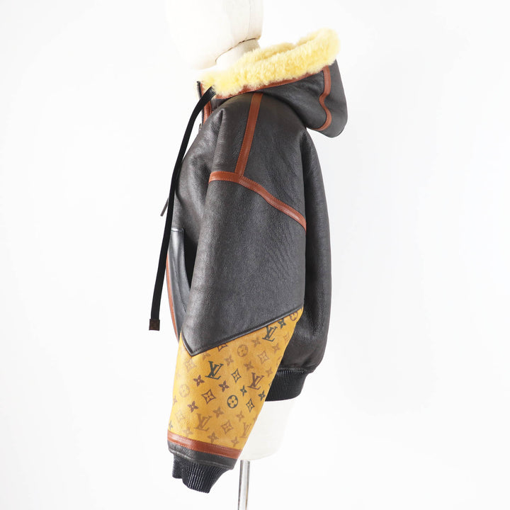 LOUIS VUITTON Mouton jacket Monogram Dark brown Sheep leather Women FJLJ12XKN