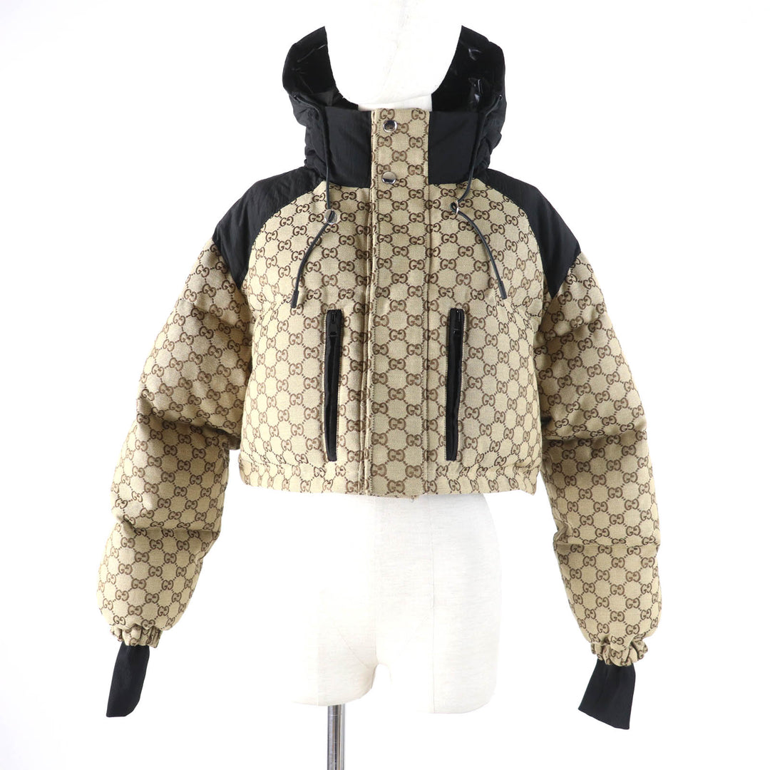 Pristine GUCCI Down jacket GG canvas Current product 2WAY beige Women 36 761698