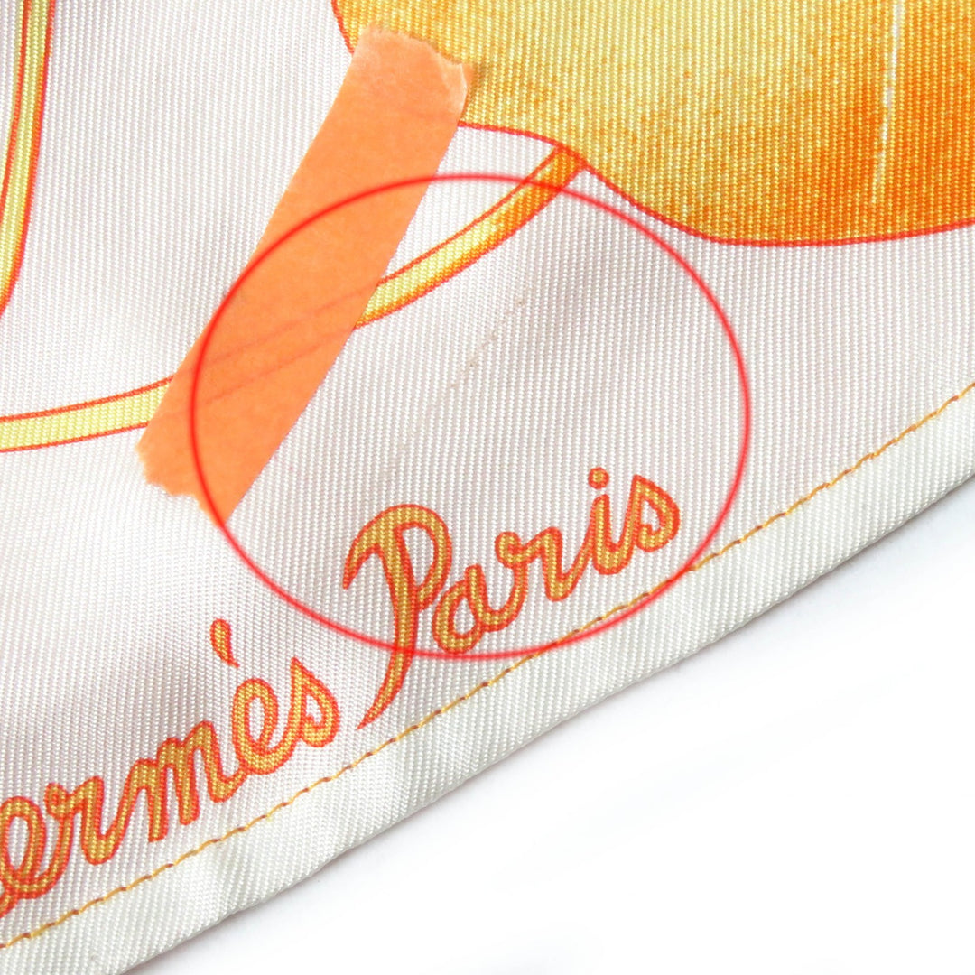 HERMES Long sleeve shirt Les Capucines Orange series silk Women 38