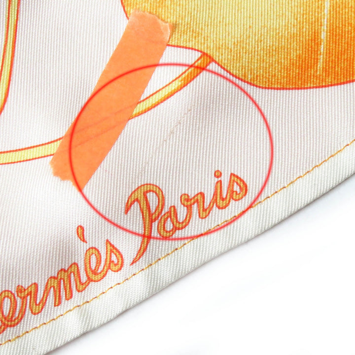 HERMES Long sleeve shirt Les Capucines Orange series silk Women 38