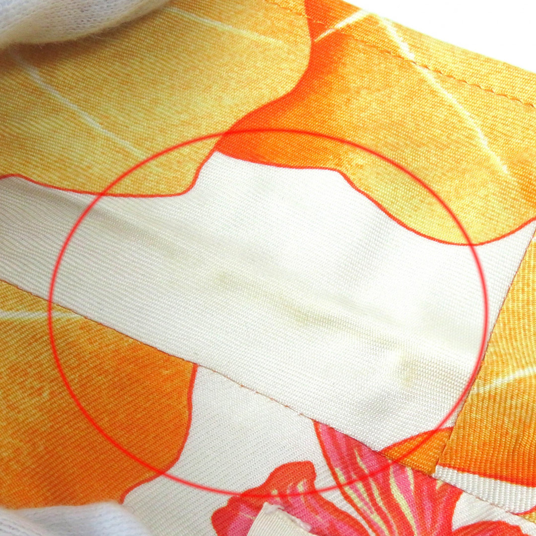 HERMES Long sleeve shirt Les Capucines Orange series silk Women 38