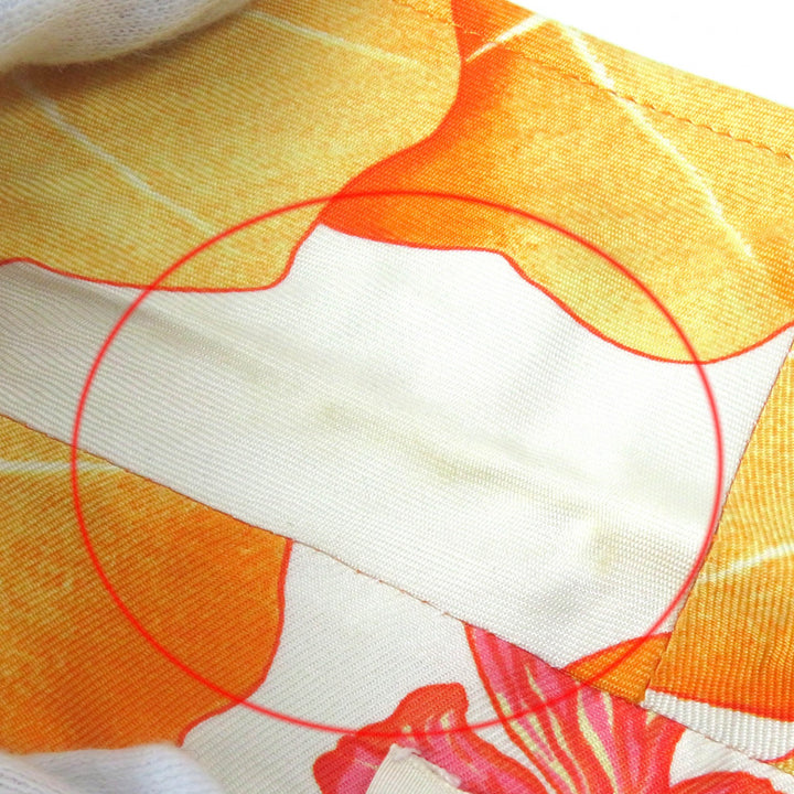 HERMES Long sleeve shirt Les Capucines Orange series silk Women 38