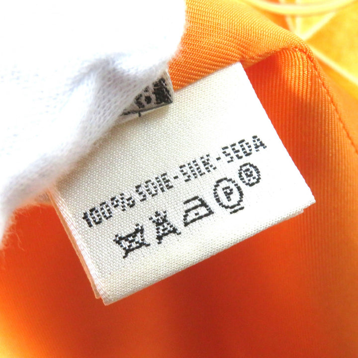 HERMES Long sleeve shirt Les Capucines Orange series silk Women 38