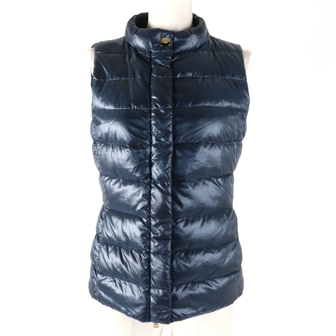 Great Herno Down vest Logo Metal ZIP UP Lightweight Dark navy Nylon Women 40 PI0483D