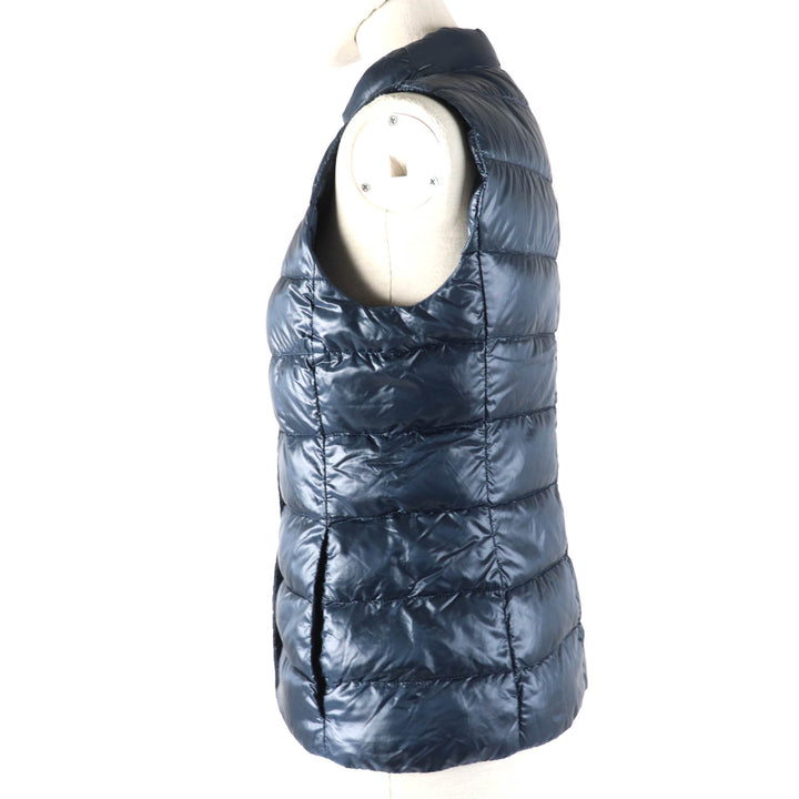 Great Herno Down vest Logo Metal ZIP UP Lightweight Dark navy Nylon Women 40 PI0483D