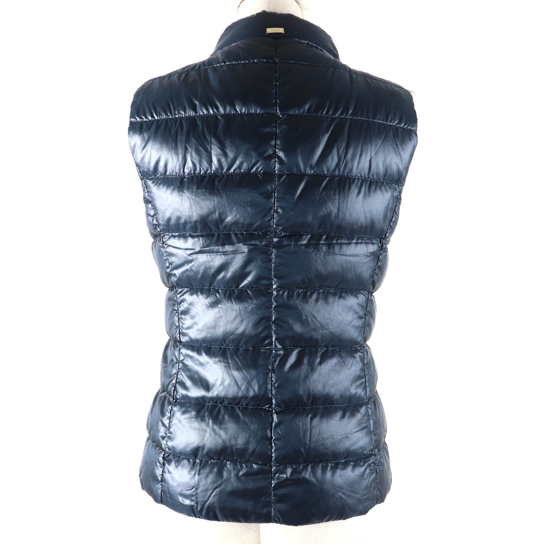 Great Herno Down vest Logo Metal ZIP UP Lightweight Dark navy Nylon Women 40 PI0483D