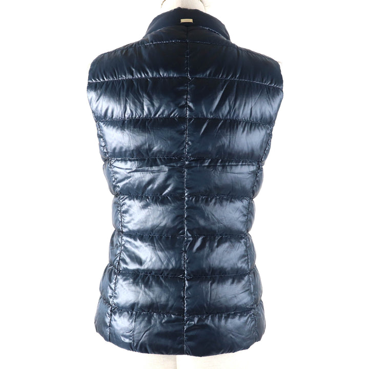 Great Herno Down vest Logo Metal ZIP UP Lightweight Dark navy Nylon Women 40 PI0483D