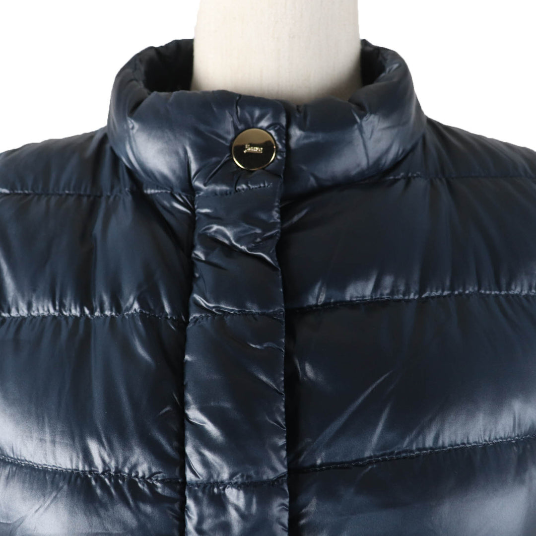 Great Herno Down vest Logo Metal ZIP UP Lightweight Dark navy Nylon Women 40 PI0483D