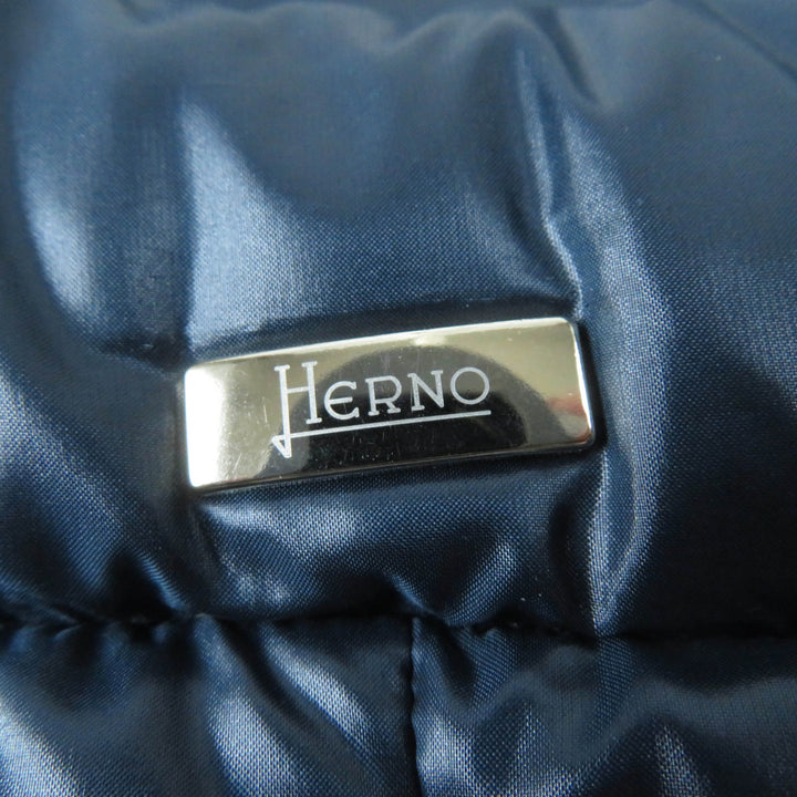 Great Herno Down vest Logo Metal ZIP UP Lightweight Dark navy Nylon Women 40 PI0483D