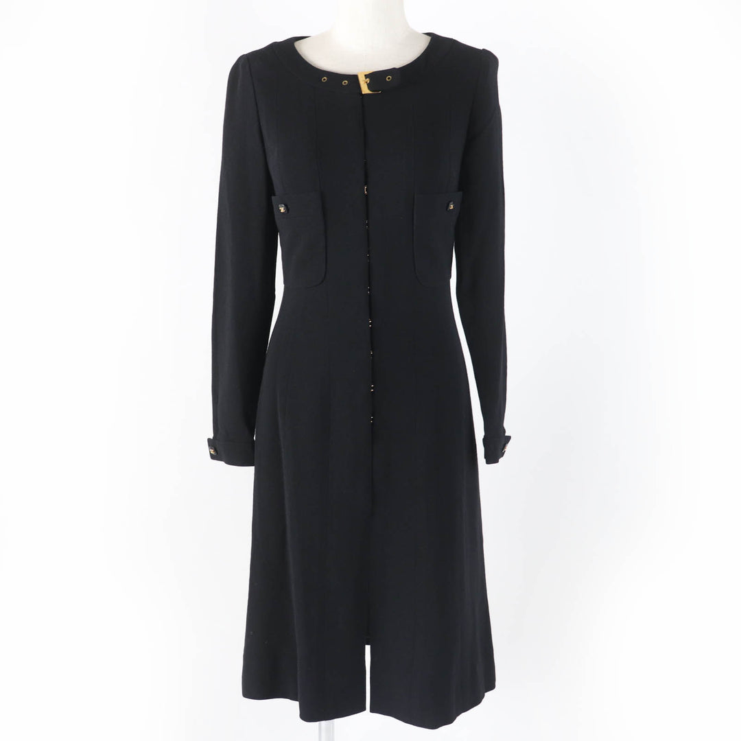 Excellent CHANEL one piece COCO Mark Button Logo Metal black Women 36 96A P08207V04917