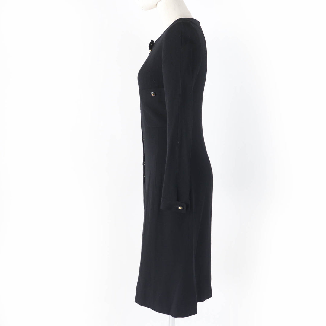 Excellent CHANEL one piece COCO Mark Button Logo Metal black Women 36 96A P08207V04917