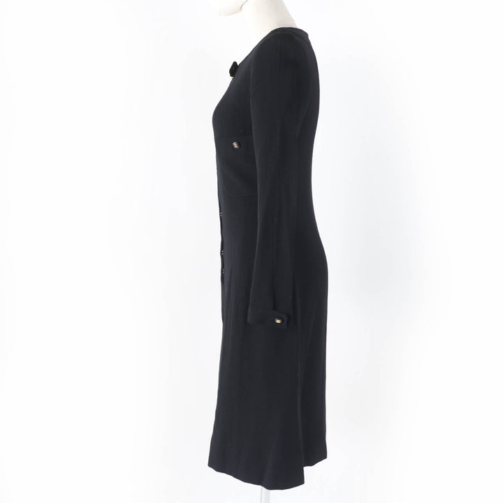 Excellent CHANEL one piece COCO Mark Button Logo Metal black Women 36 96A P08207V04917