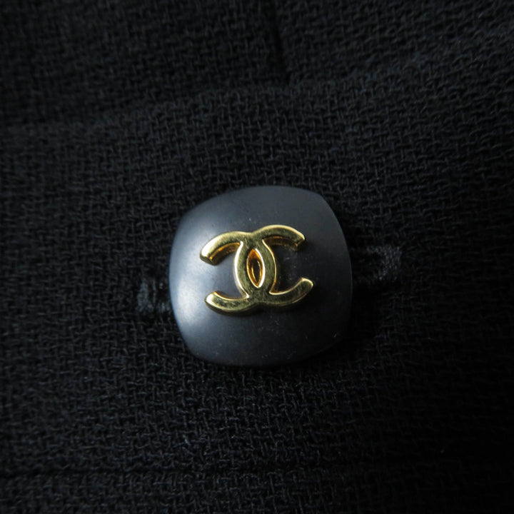 Excellent CHANEL one piece COCO Mark Button Logo Metal black Women 36 96A