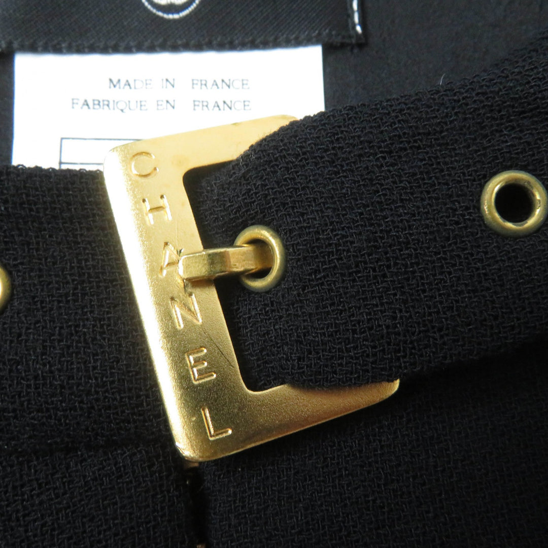 Excellent CHANEL one piece COCO Mark Button Logo Metal black Women 36 96A P08207V04917