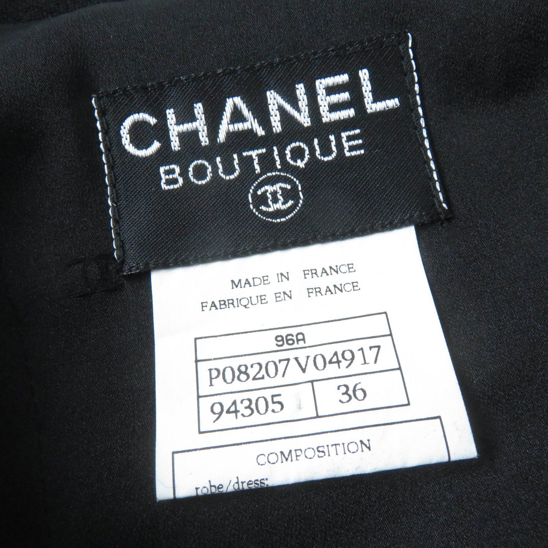 Excellent CHANEL one piece COCO Mark Button Logo Metal black Women 36 96A