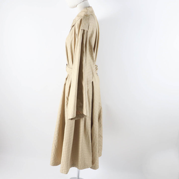 Excellent GUCCI trench coat GG pattern, belted, wide sleeves, beige Women 40