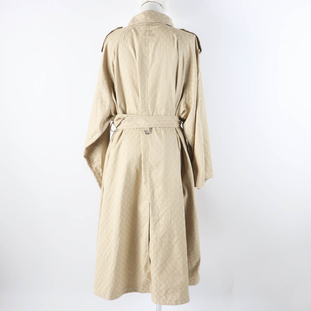 Excellent GUCCI trench coat GG pattern, belted, wide sleeves, beige Women 40