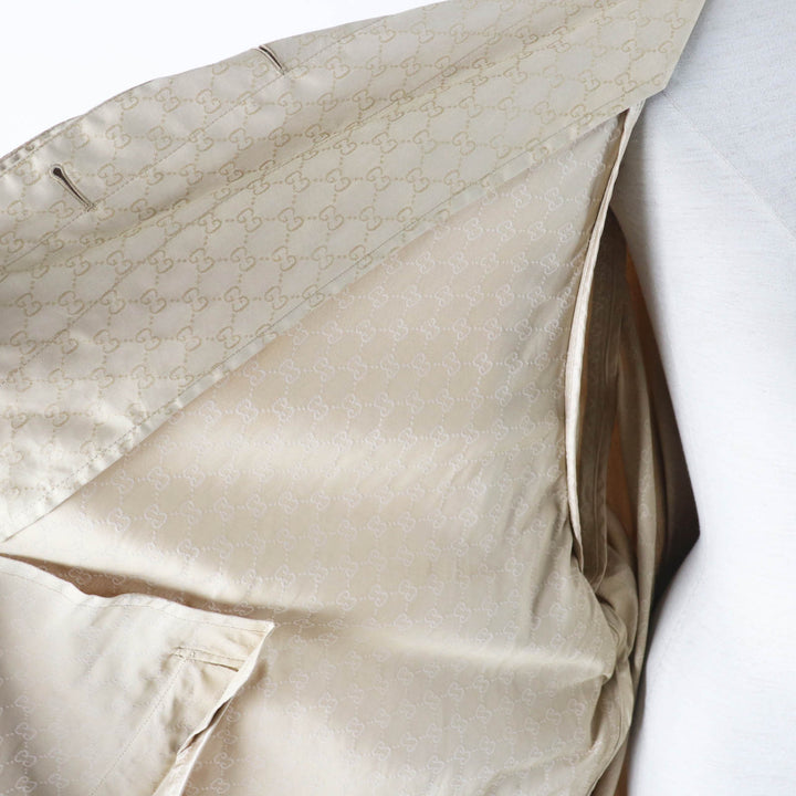 Excellent GUCCI trench coat GG pattern, belted, wide sleeves, beige Women 40