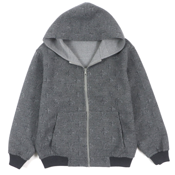LOUIS VUITTON Blouson double-faced hoodie gray wool mens 50 HOB52E