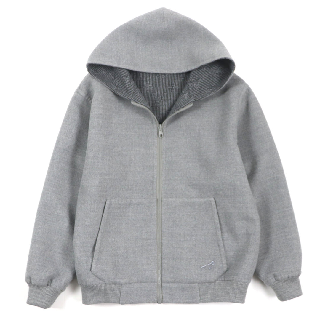 LOUIS VUITTON Blouson double-faced hoodie gray wool mens 50 HOB52E
