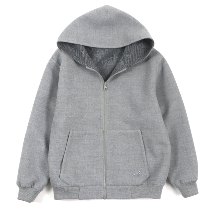 LOUIS VUITTON Blouson double-faced hoodie gray wool mens 50 HOB52E