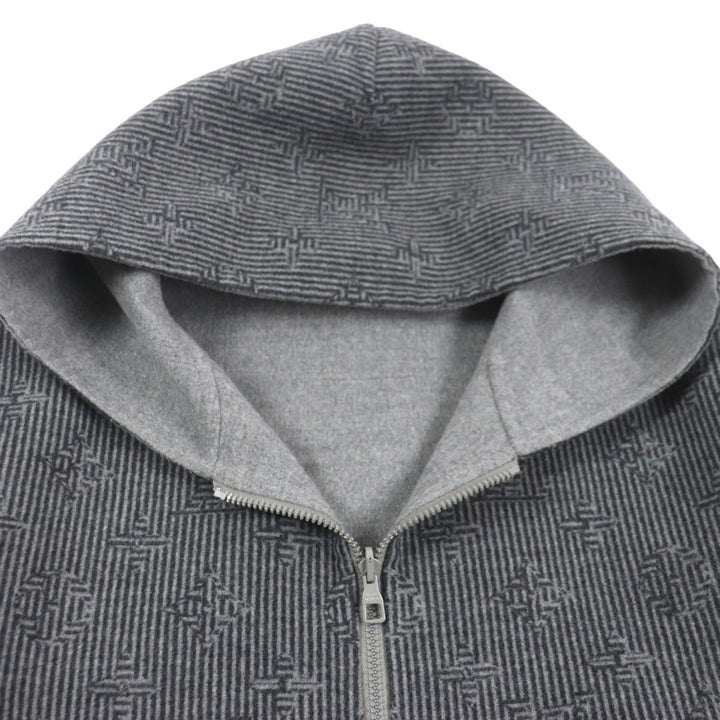 LOUIS VUITTON Blouson double-faced hoodie gray wool mens 50 HOB52E