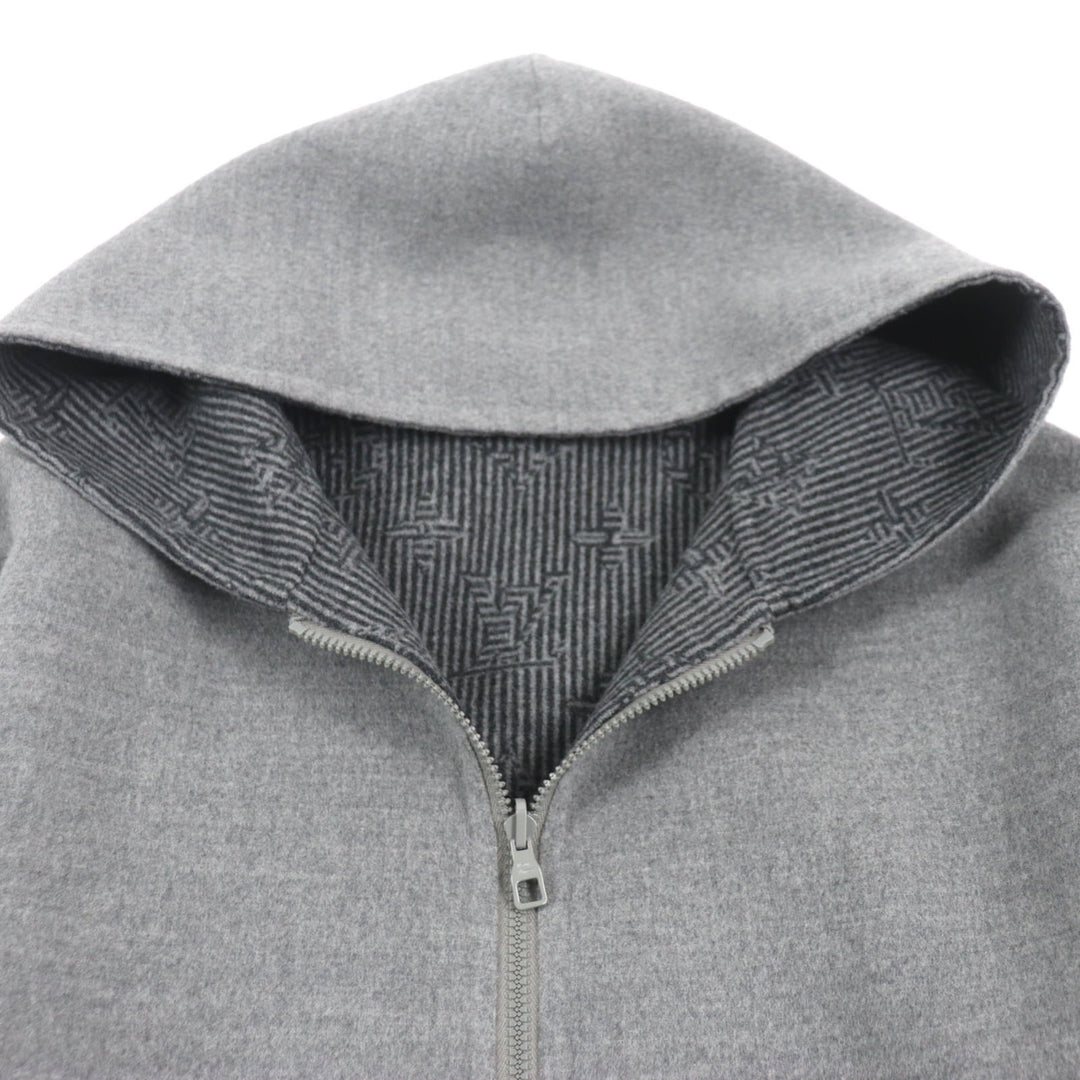 LOUIS VUITTON Blouson double-faced hoodie gray wool mens 50 HOB52E