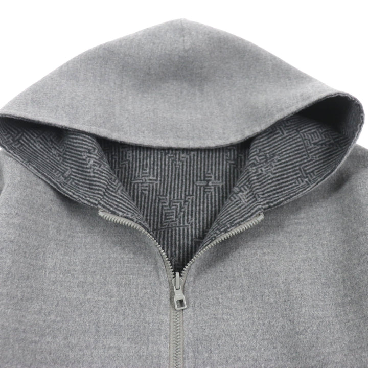 LOUIS VUITTON Blouson double-faced hoodie gray wool mens 50 HOB52E