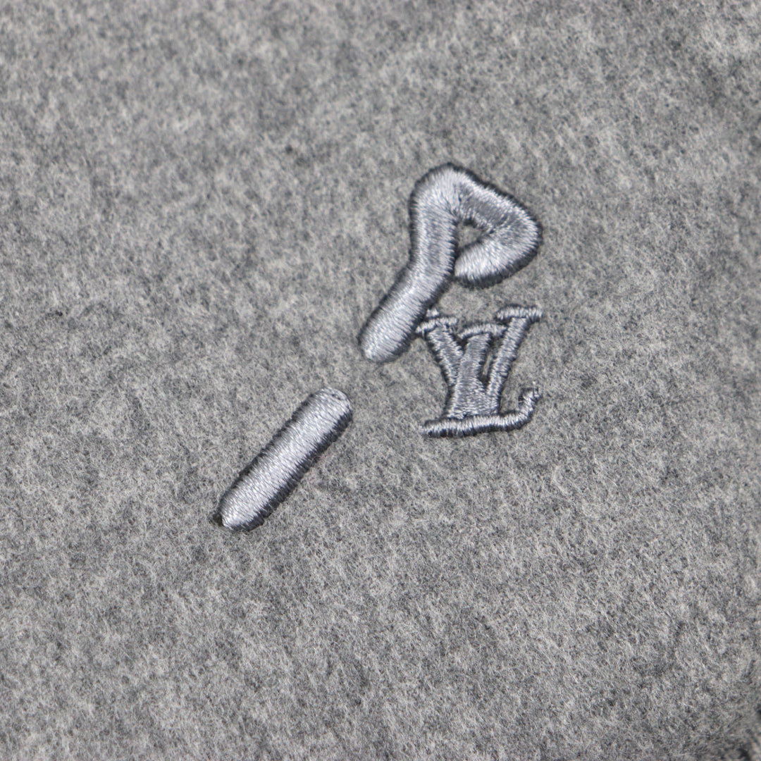 LOUIS VUITTON Blouson double-faced hoodie gray wool mens 50 HOB52E