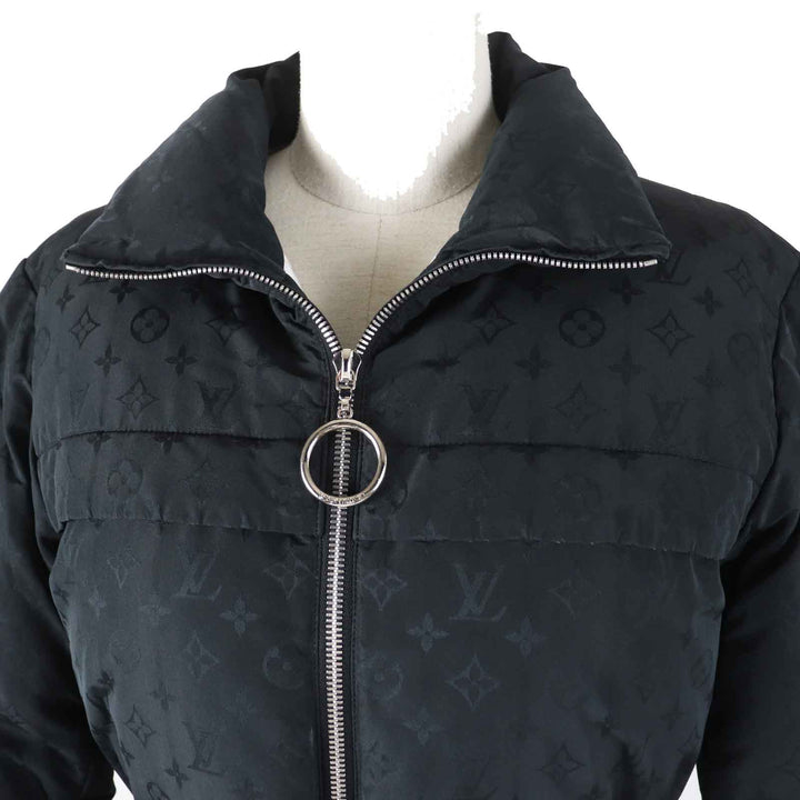LOUIS VUITTON down coat Belted All-Monogram black polyester Women 36 FFCO018FLX