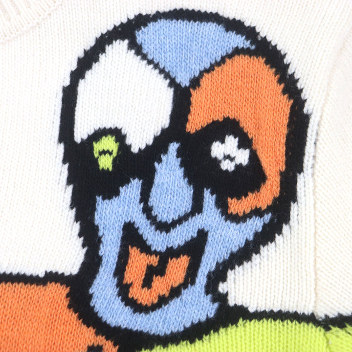 Excellent LOUIS VUITTON sweater LVPuzzle Logo Metal Off White Multi mens M HON63W