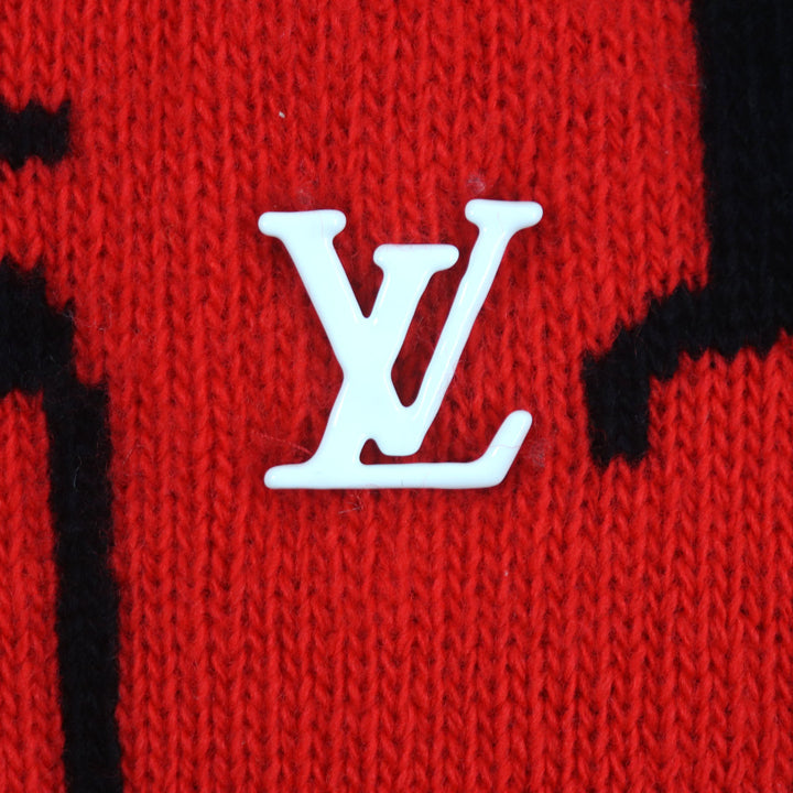 Excellent LOUIS VUITTON sweater LVPuzzle Logo Metal Off White Multi mens M HON63W