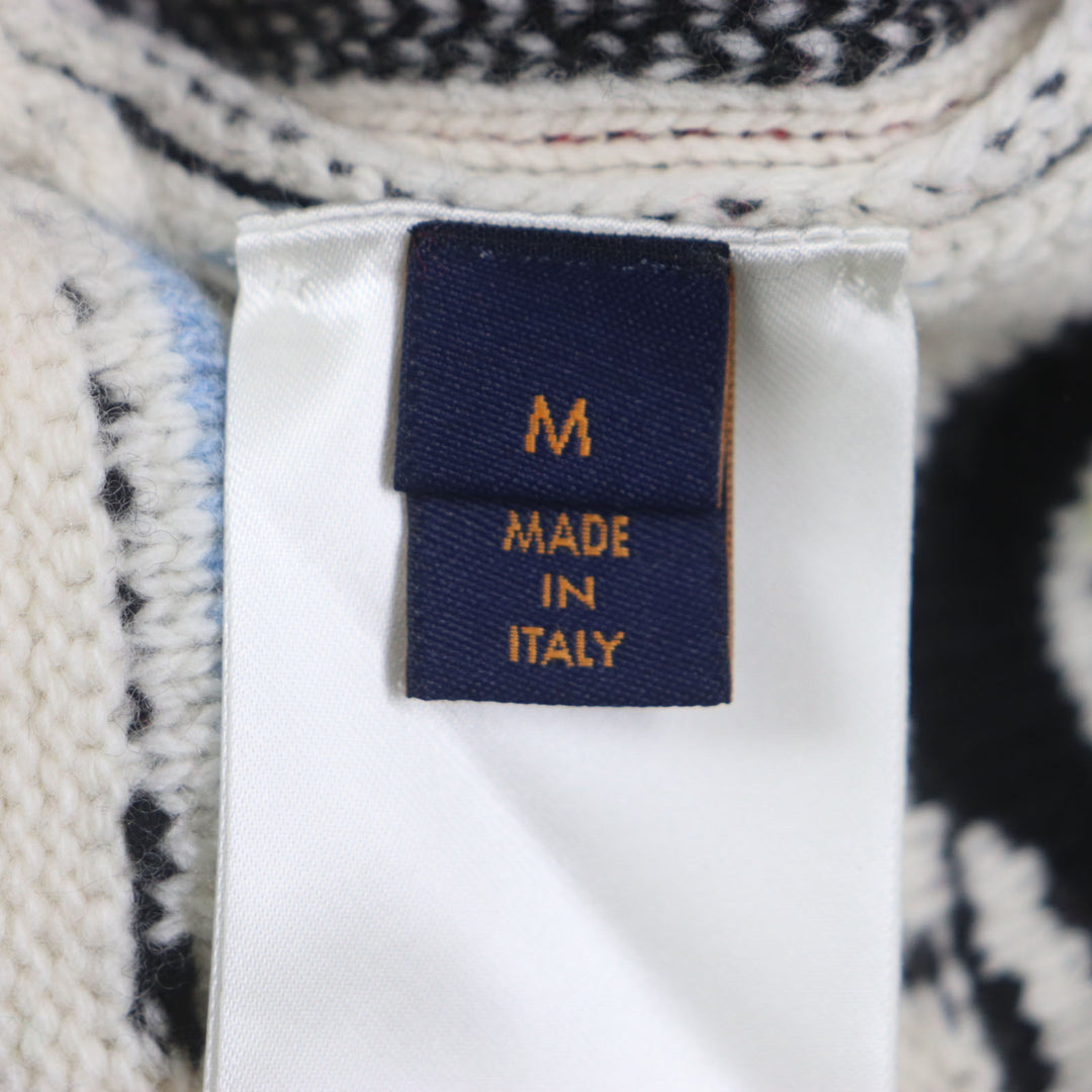 Excellent LOUIS VUITTON sweater LVPuzzle Logo Metal Off White Multi mens M HON63W