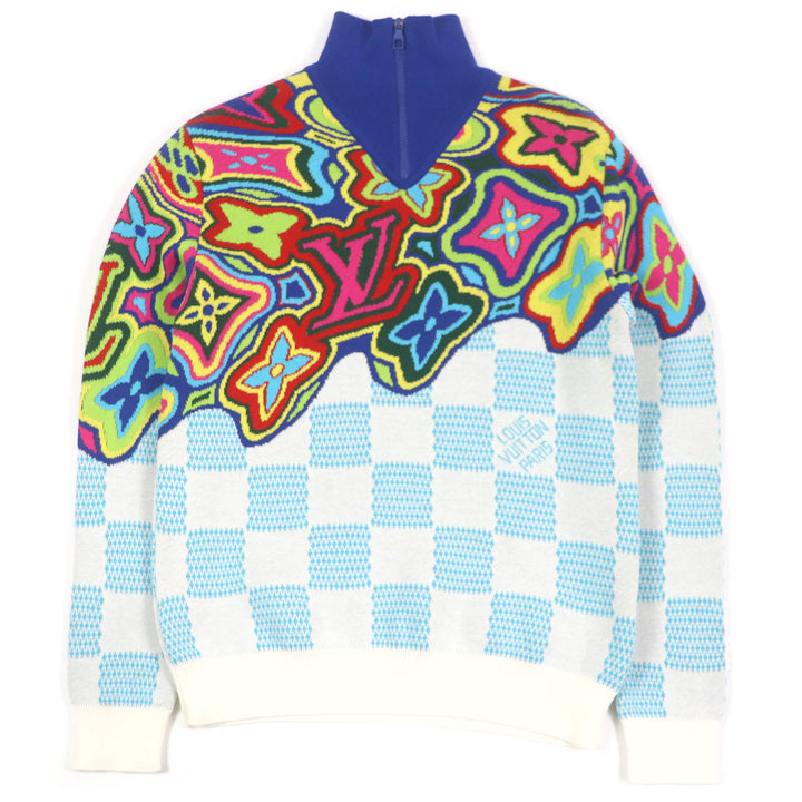 Excellent LOUIS VUITTON knit Distorted Half Zip Blue-based multi-color mens XS 1A8P4N