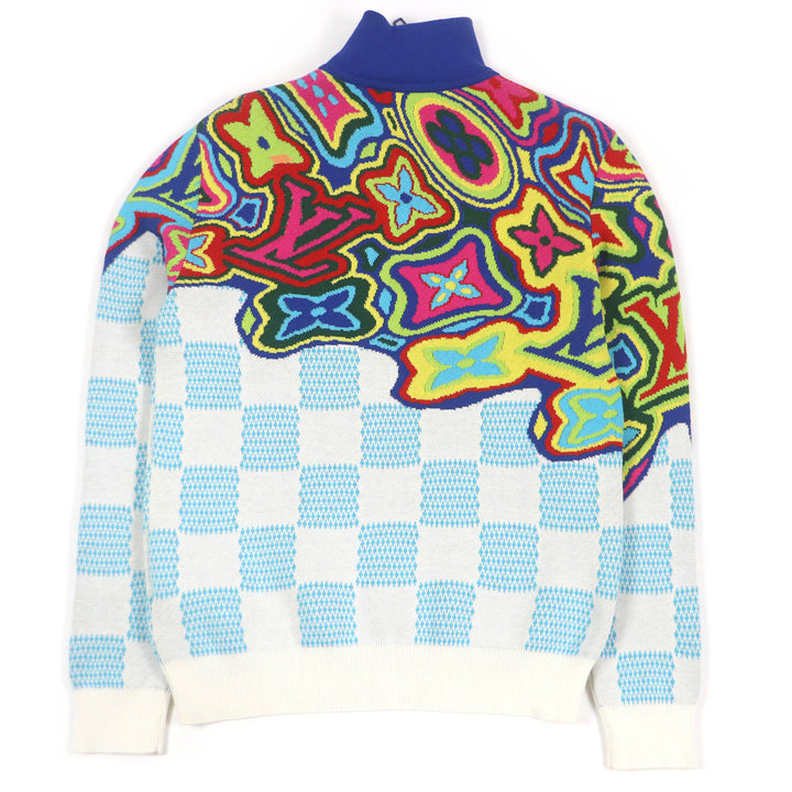 Excellent LOUIS VUITTON knit Distorted Half Zip Blue-based multi-color mens XS