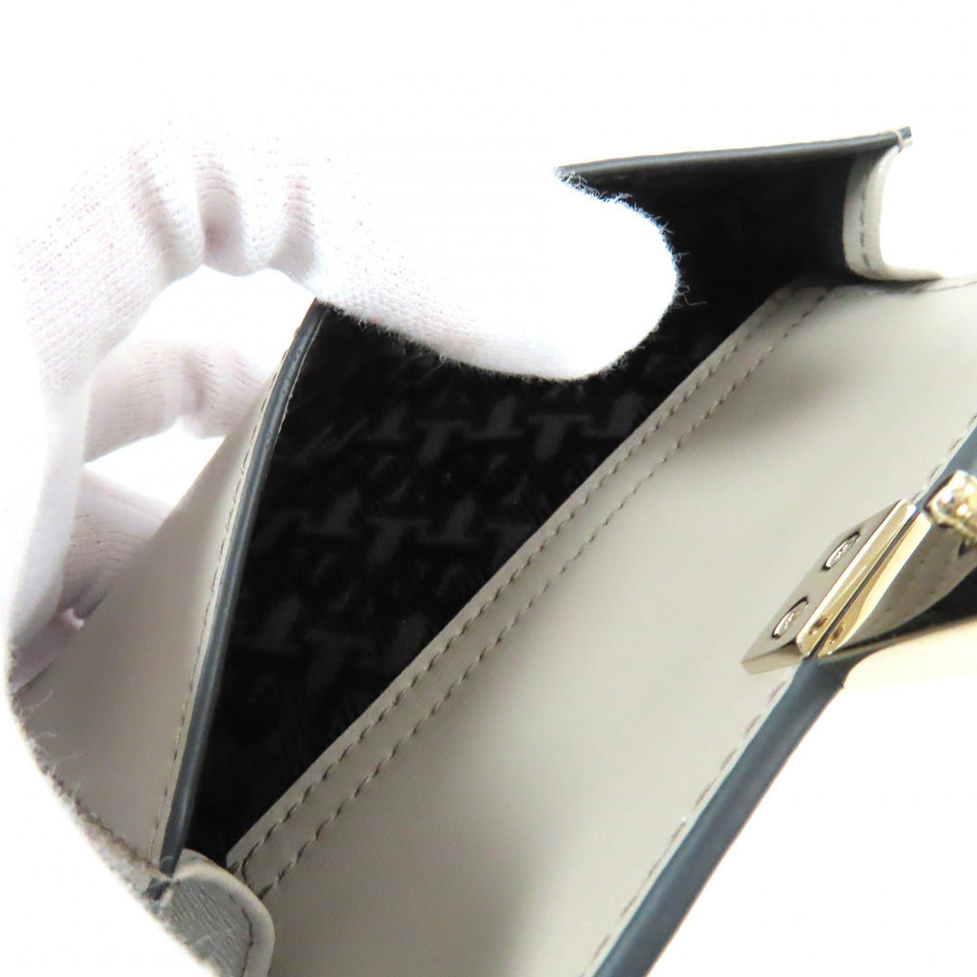 Pristine BALLY Coin case Logo Metal Zip Leather Pass Case Fragment Case Coin Pocket gray leather Women