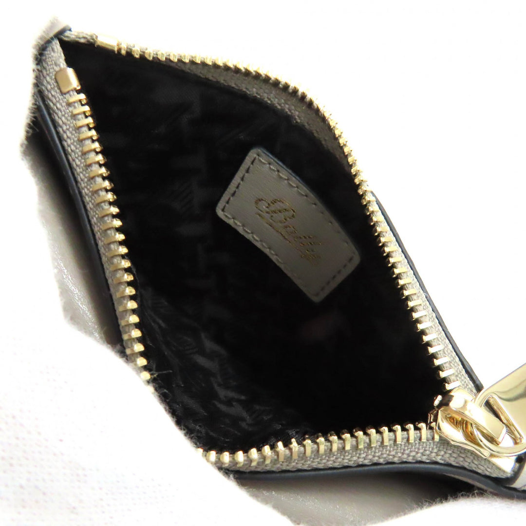 Pristine BALLY Coin case Logo Metal Zip Leather Pass Case Fragment Case Coin Pocket gray leather Women