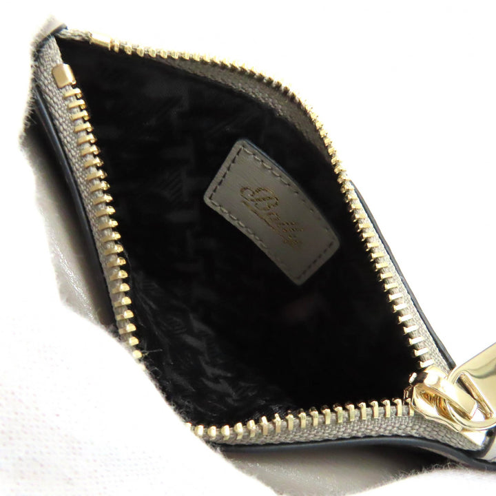 Pristine BALLY Coin case Logo Metal Zip Leather Pass Case Fragment Case Coin Pocket gray leather Women