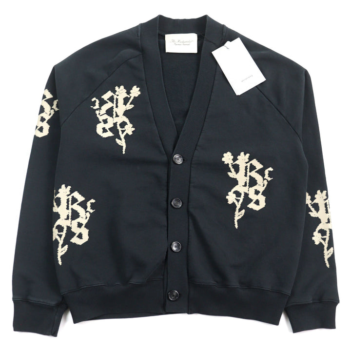 Pristine BackSideClub cardigan FLEECE CARDIGAN Flower print sweatshirt black cotton mens L
