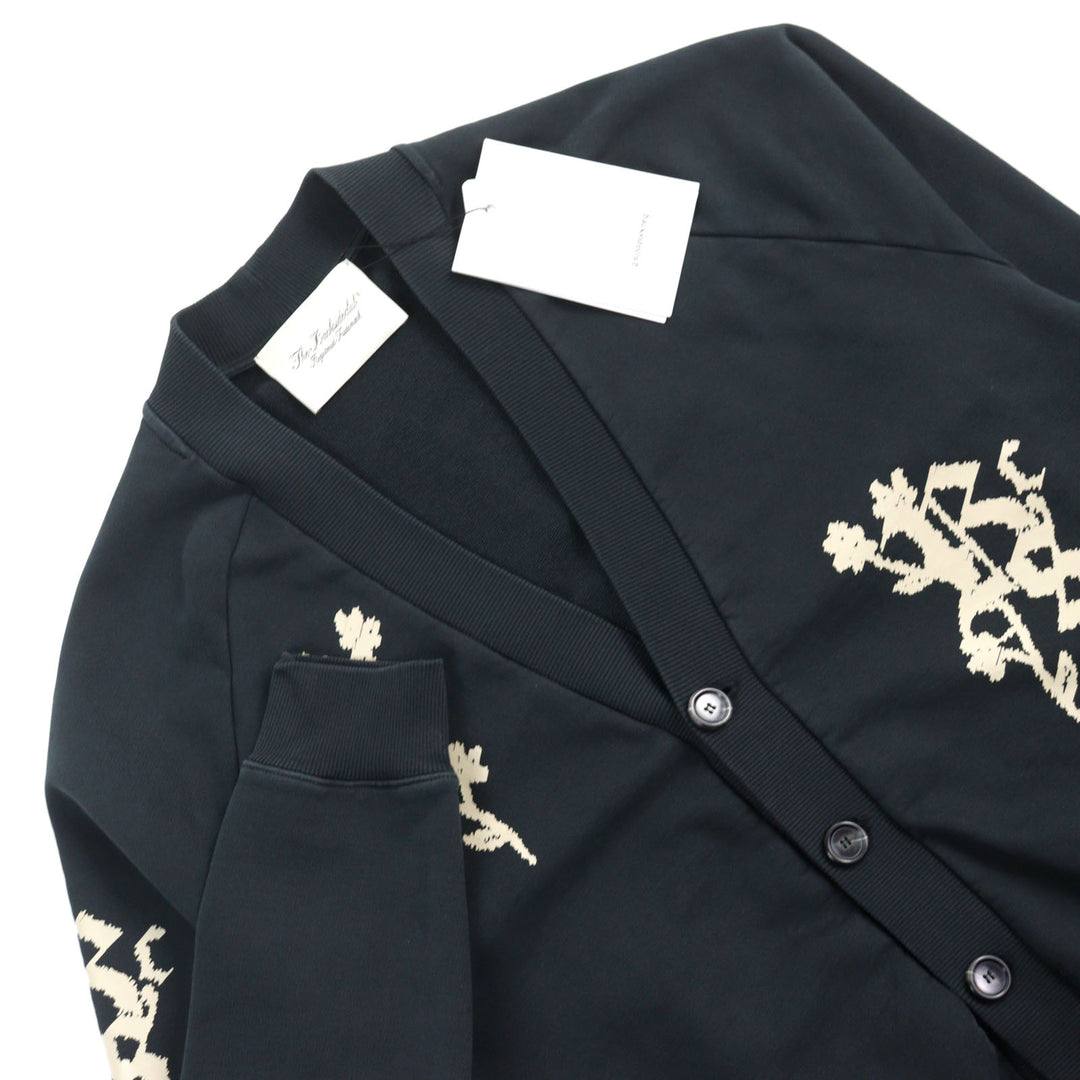 Pristine BackSideClub cardigan FLEECE CARDIGAN Flower print sweatshirt black cotton mens L