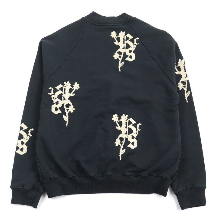 Pristine BackSideClub cardigan FLEECE CARDIGAN Flower print sweatshirt black cotton mens L